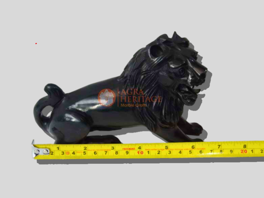 Black Marble Lion Handmade Animal Statue